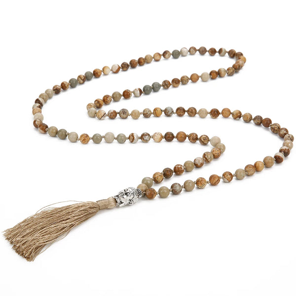 Brown Picture Jasper Mala Beads-ToShay.org