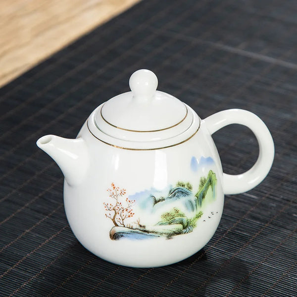 White Painted Porcelain Teapot-ToShay.org