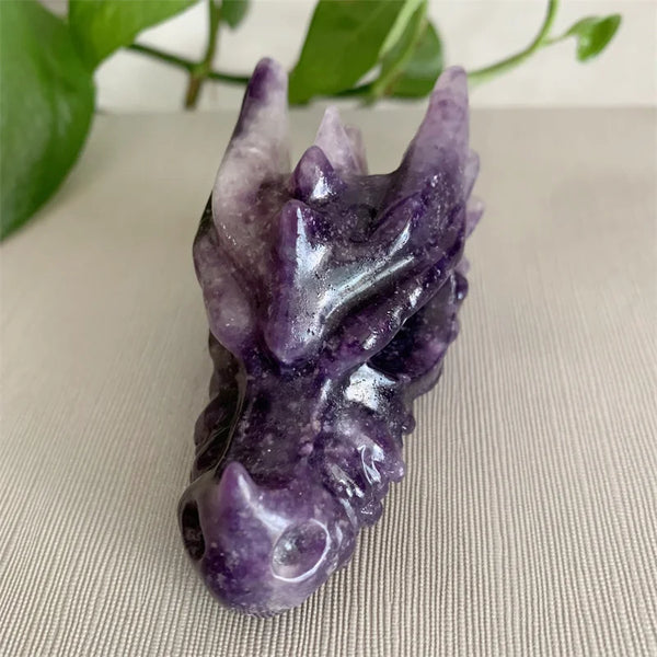 Purple Lepidolite Dragon Head-ToShay.org