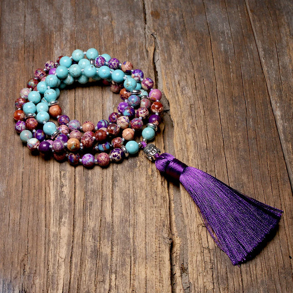 Purple Imperial Jasper Mala Beads-ToShay.org