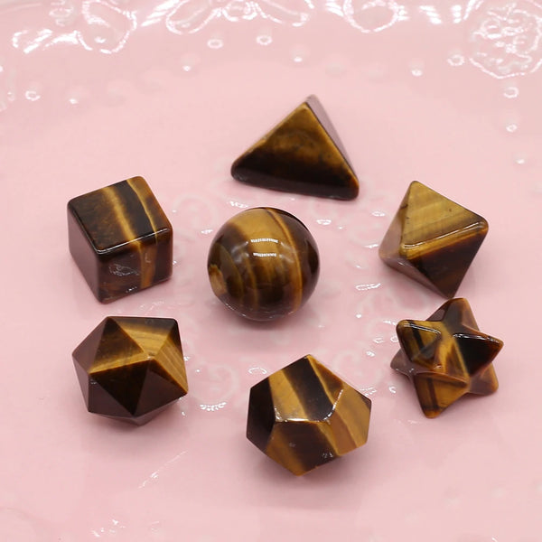 Yellow Tiger Eye Platonic Solids-ToShay.org