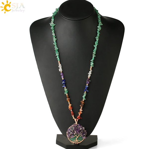 Chakra Crystal Pendant Necklace-ToShay.org