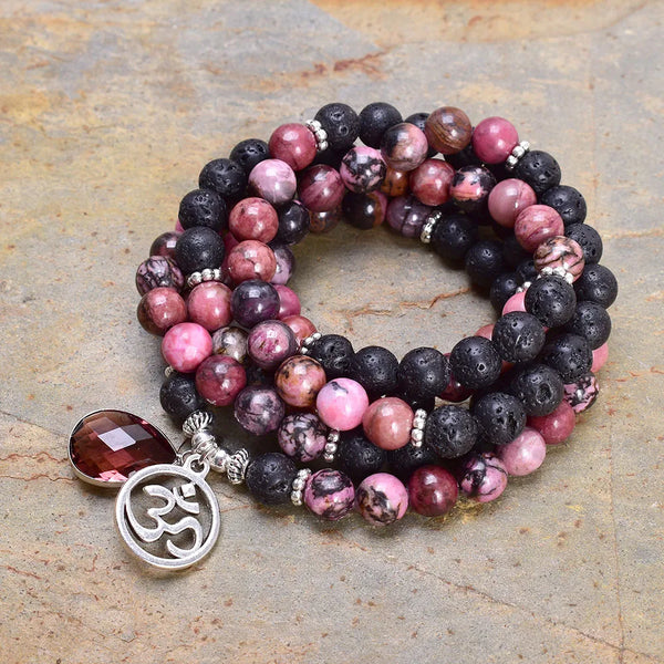 Pink Rhodonite Mala Beads-ToShay.org