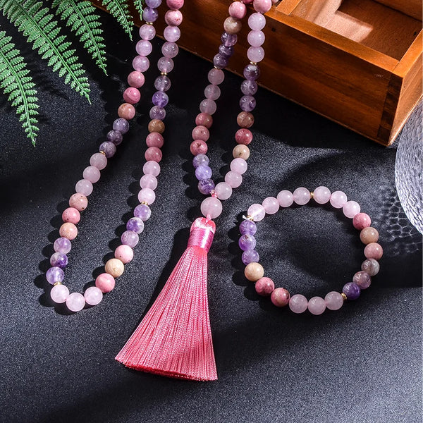 Pink Rhodolite Mala Beads-ToShay.org