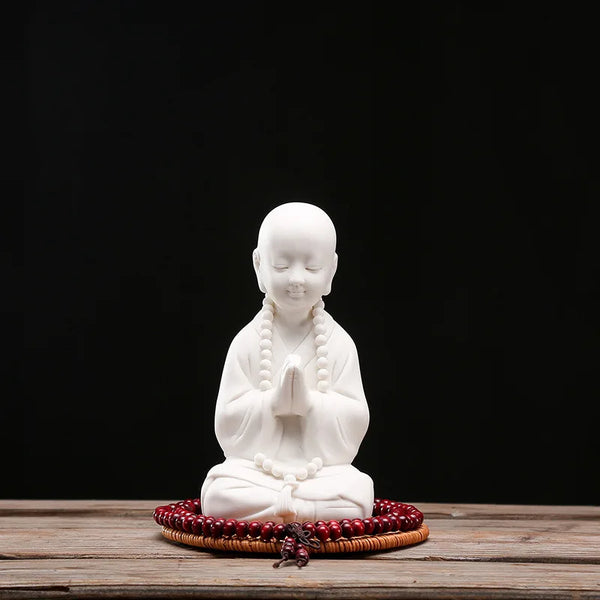 White Porcelain Monk Statue-ToShay.org