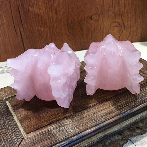 Pink Rose Quartz Dragon Head-ToShay.org