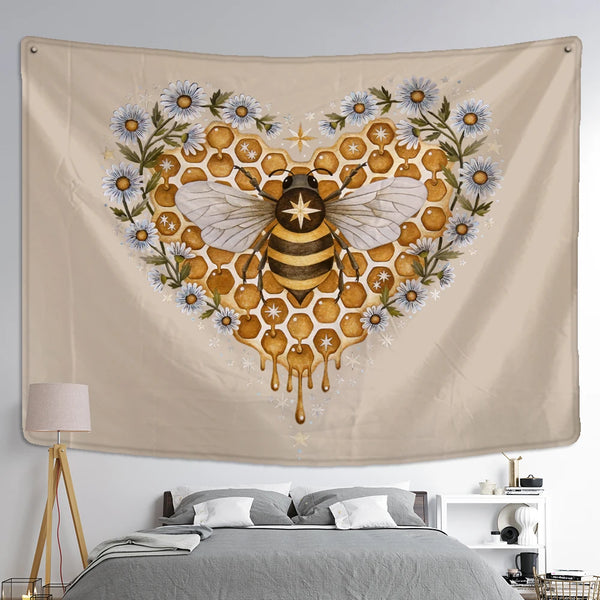 Floral Bee Art Tapestry-ToShay.org