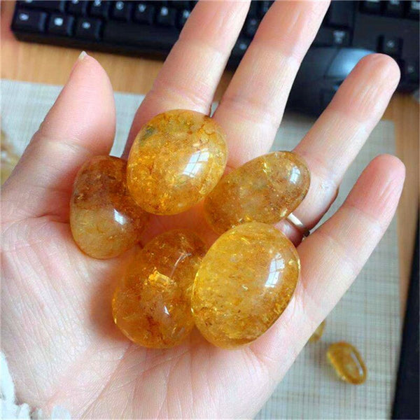 Yellow Citrine Crack Crystal Stones-ToShay.org