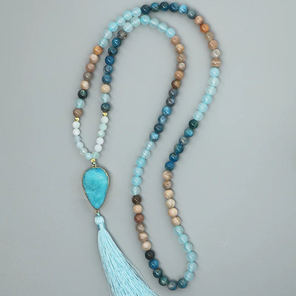 Blue Druzy Stone Mala Beads-ToShay.org