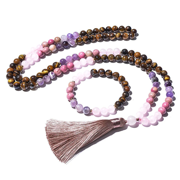 Pink Rose Quartz Mala Beads-ToShay.org