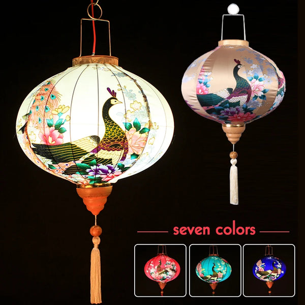 Peacock Silk Lanterns-ToShay.org