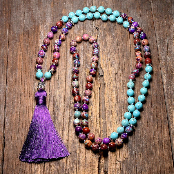 Purple Imperial Jasper Mala Beads-ToShay.org