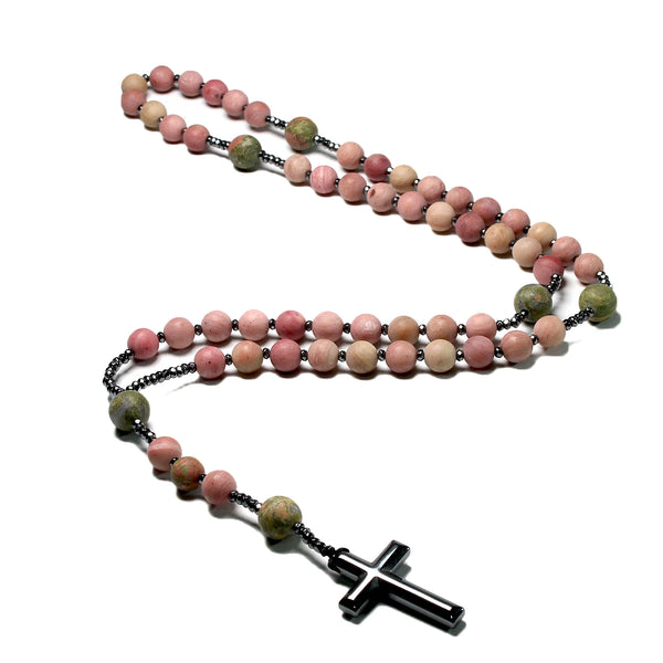 Pink Rhodonite Rosary Beads-ToShay.org