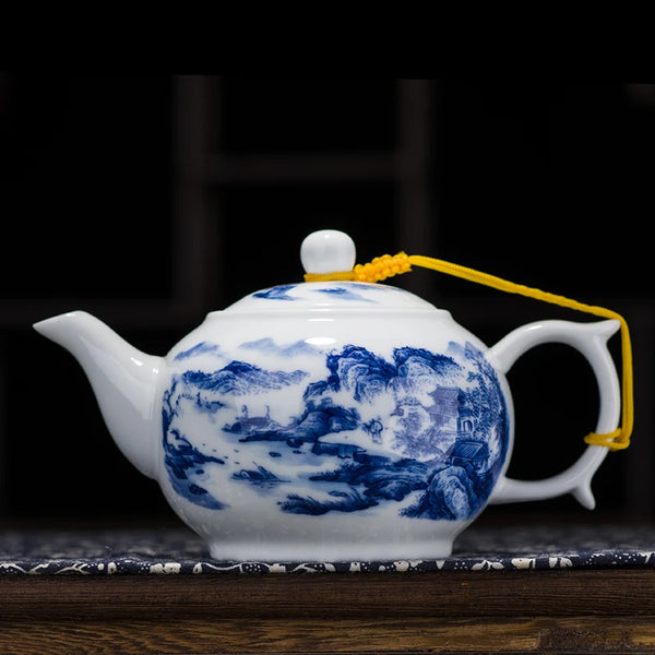 White Painted Ceramic Teapot-ToShay.org