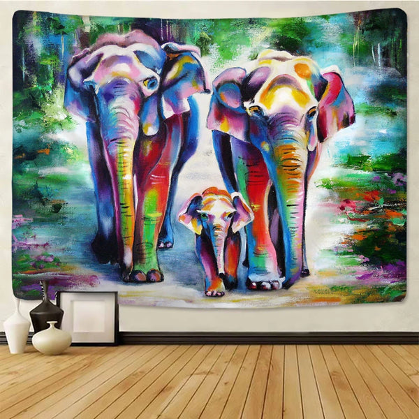 Rainbow Elephant Art Tapestry-ToShay.org