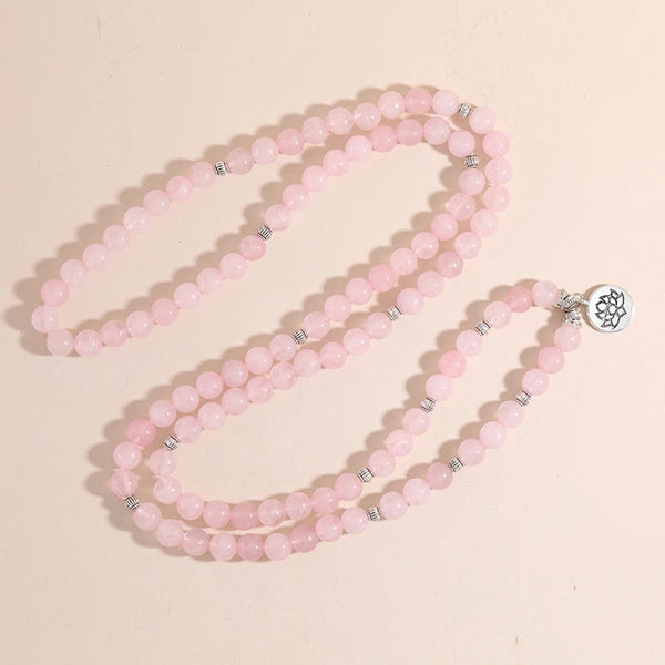 Pink Rose Quartz Mala Beads-ToShay.org