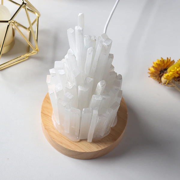 White Selenite Sulfite Lamp-ToShay.org