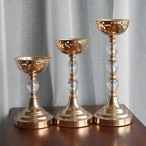 Gold Crystal Vase Candle Holder-ToShay.org