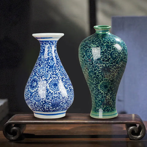 Blue Green Porcelain Vase-ToShay.org