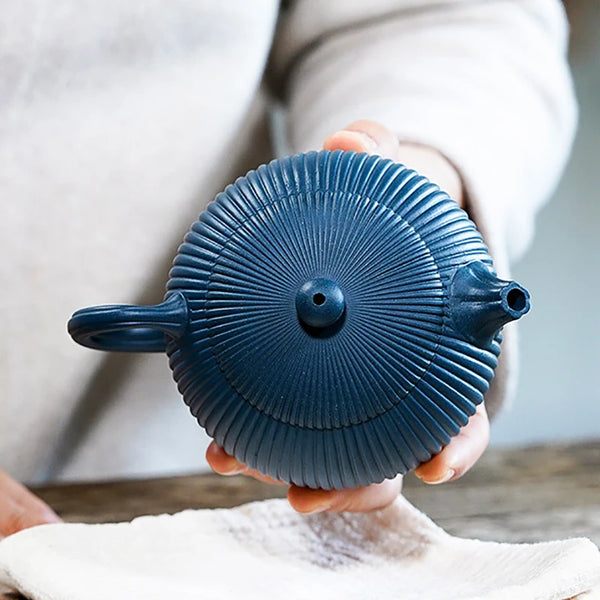 Blue Azure Clay Teapot-ToShay.org