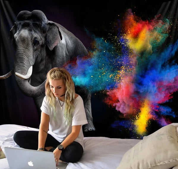 Rainbow Elephant Art Tapestry-ToShay.org