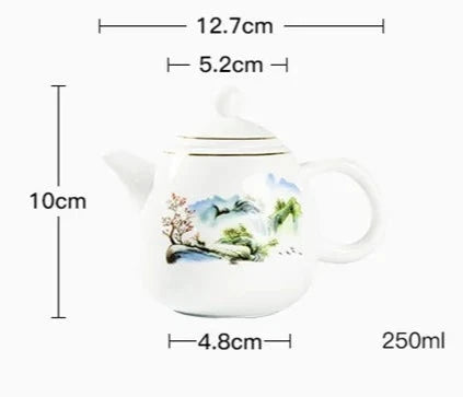 White Painted Porcelain Teapot-ToShay.org