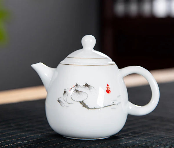 White Painted Porcelain Teapot-ToShay.org