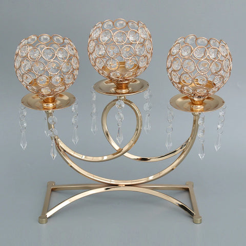 Gold Crystal Bead Candle Stand-ToShay.org