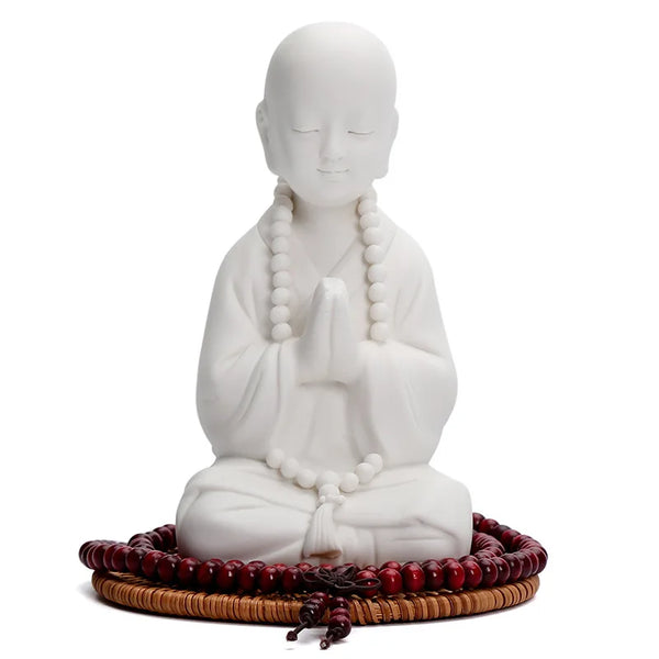 White Porcelain Monk Statue-ToShay.org