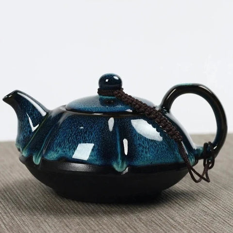 Blue Glazed Ceramic Teapot-ToShay.org