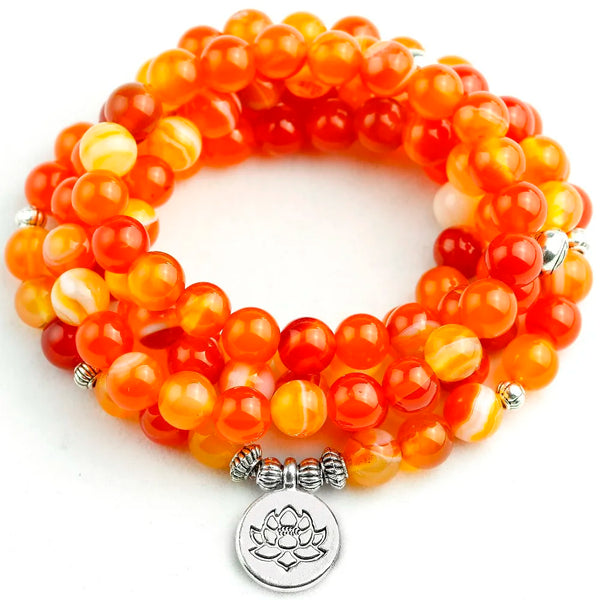 Orange Stripe Onyx Mala Beads-ToShay.org