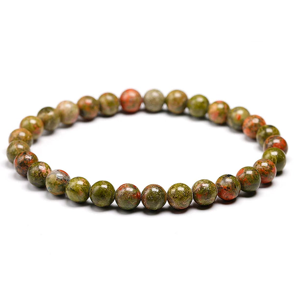 Green Unakite Bead Bracelet-ToShay.org