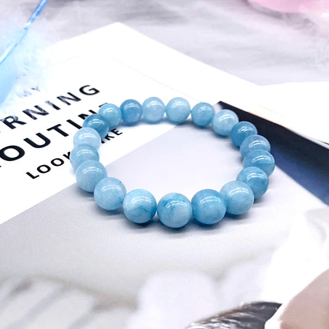 Blue Aquamarine Bead Bracelet-ToShay.org