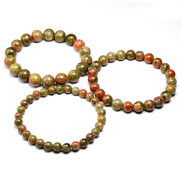 Green Unakite Bead Bracelet-ToShay.org