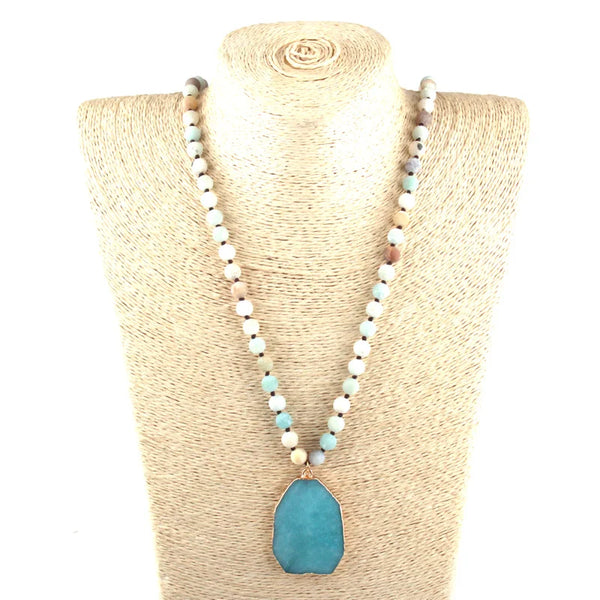 Blue Amazonite Pendant Necklace-ToShay.org