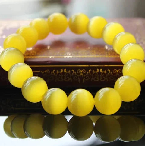 Yellow Cats Eye Bead Bracelets-ToShay.org