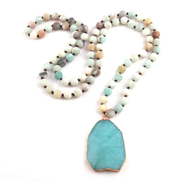 Blue Amazonite Pendant Necklace-ToShay.org