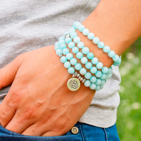 Blue Chalcedony Mala Beads-ToShay.org