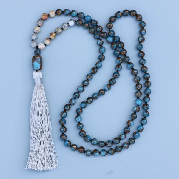 Blue Mossic Stone Mala Beads-ToShay.org