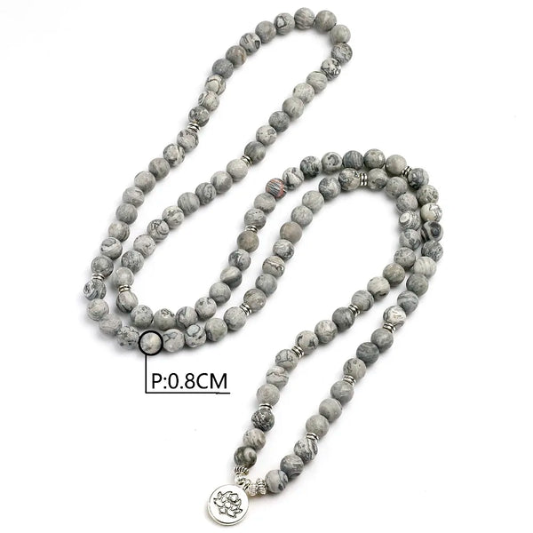 Grey Map Stone Mala Beads-ToShay.org