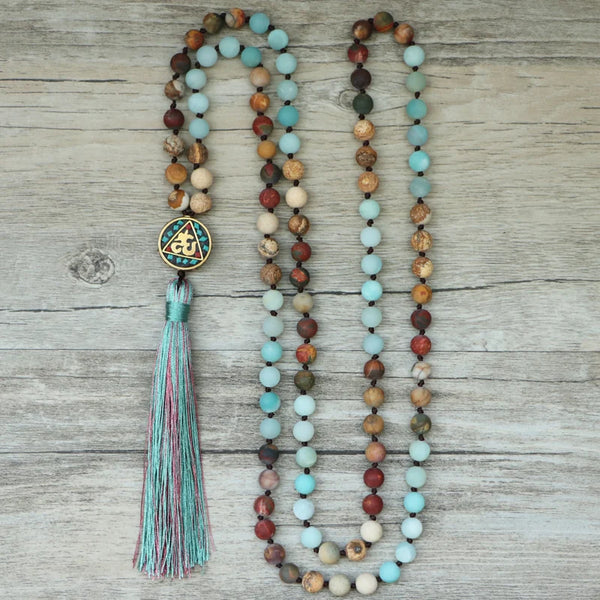 Blue Amazon Stone Mala Beads-ToShay.org