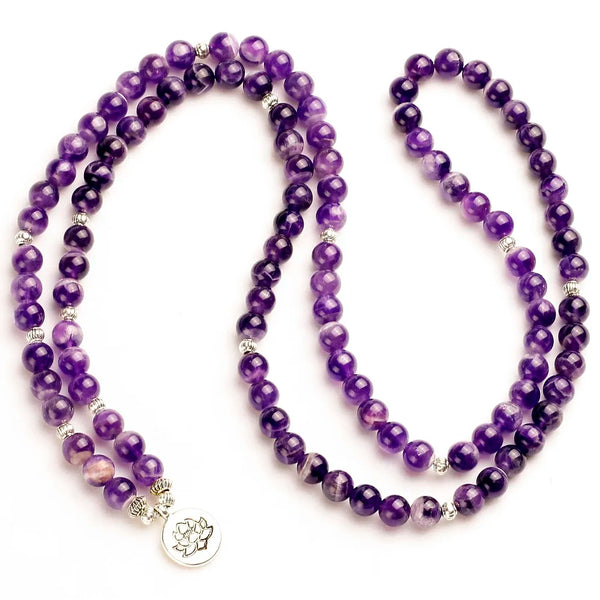 Purple Quartz Crystal Mala Beads-ToShay.org