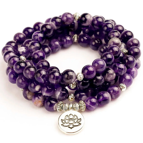 Purple Quartz Crystal Mala Beads-ToShay.org