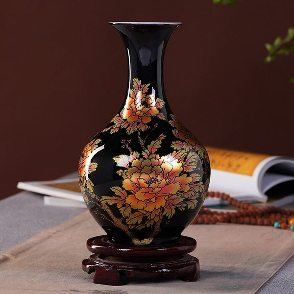 Jingdezhen Black Glaze Vase-ToShay.org