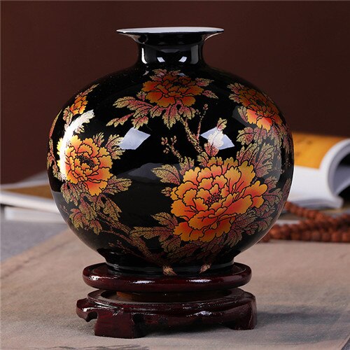 Jingdezhen Black Glaze Vase-ToShay.org