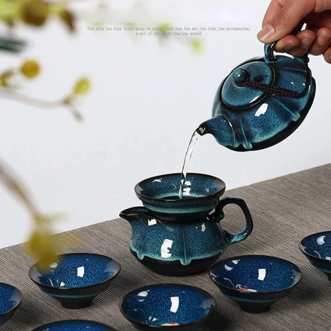 Blue Glazed Ceramic Teapot-ToShay.org