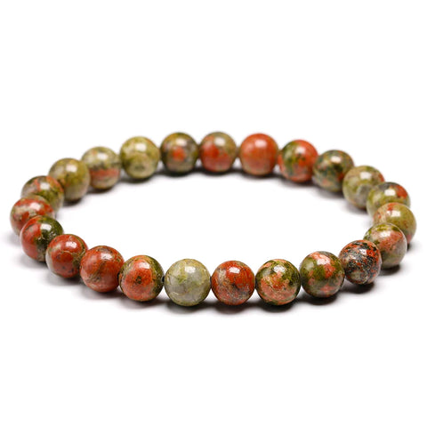 Green Unakite Bead Bracelet-ToShay.org