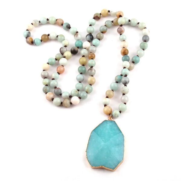 Blue Amazonite Pendant Necklace-ToShay.org