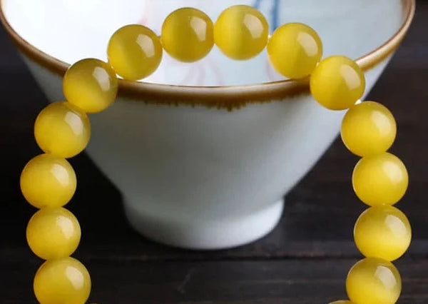 Yellow Cats Eye Bead Bracelets-ToShay.org