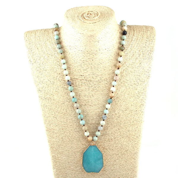 Blue Amazonite Pendant Necklace-ToShay.org